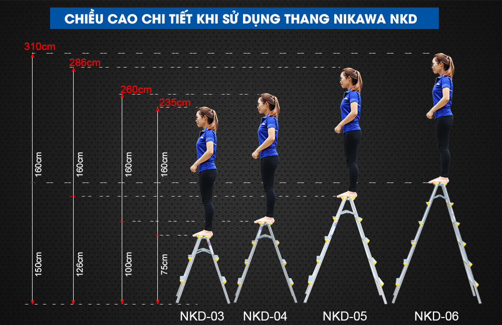Thang nhôm gấp chữ A Nikawa  NKD-06