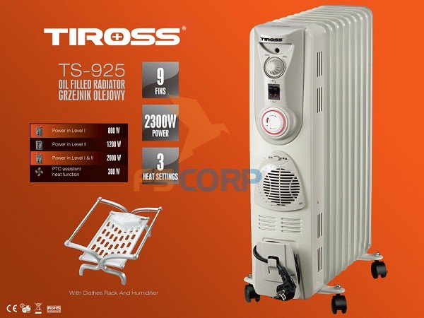 Lò sưởi dầu 9 thanh TIROSS TS 925