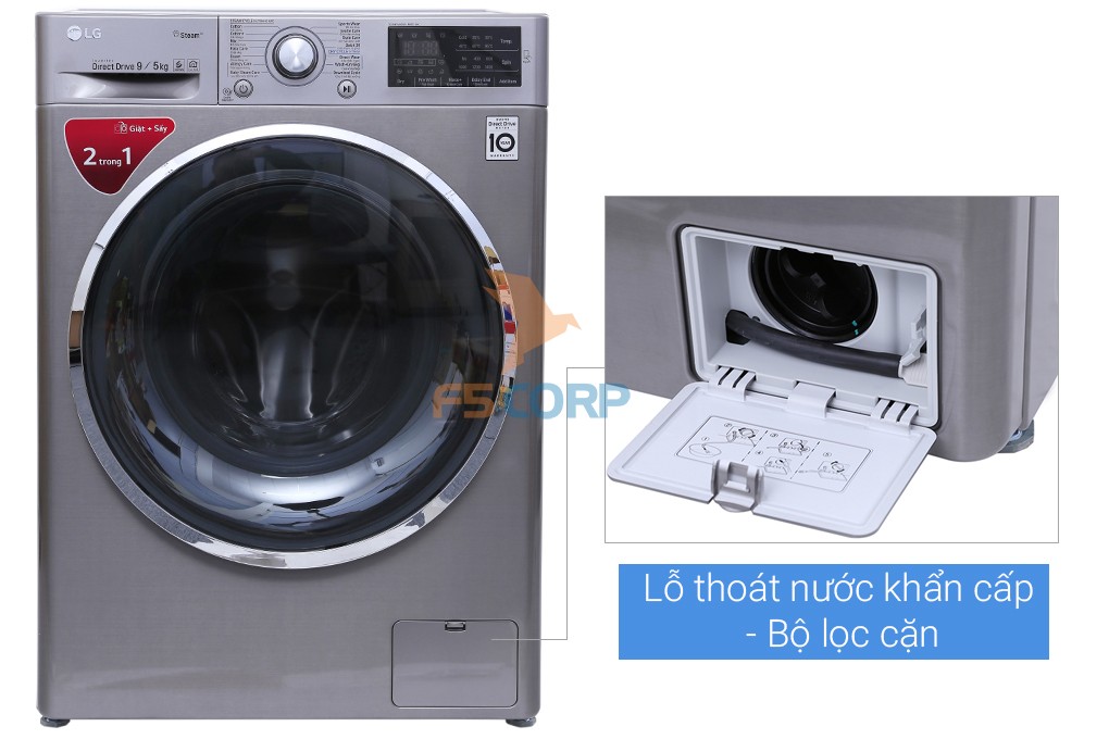 Máy giặt sấy LG Inverter 9kg FC1409D4E