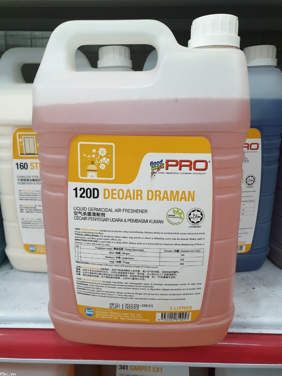 Nước hoa xịt phòng, khử mùi thuốc lá, mùi hôi Goodmaid G120D - Mùi hoa lài Made in Malaysia can 5L