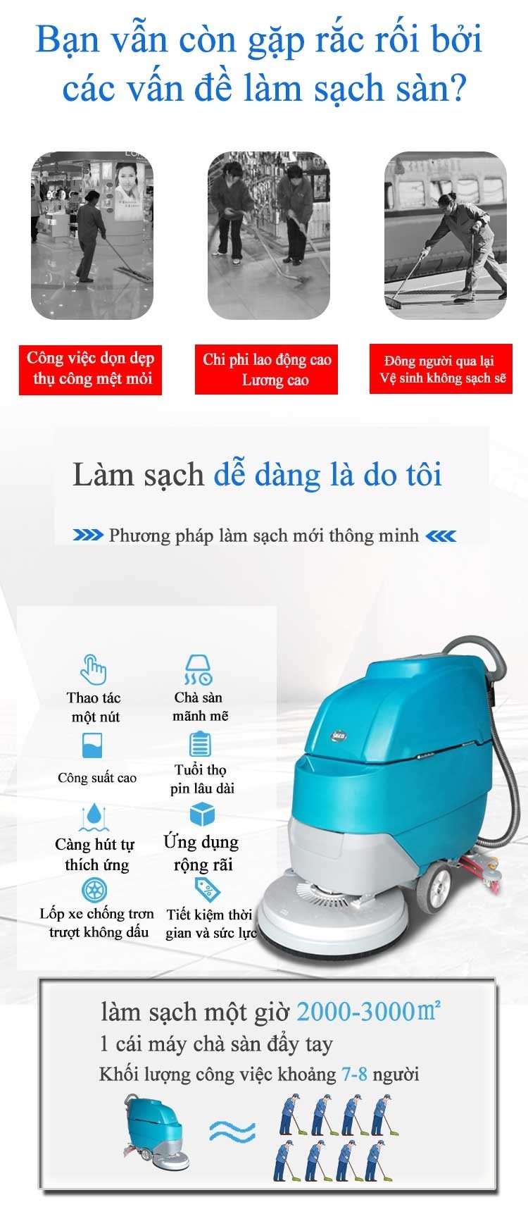 Máy chà sàn liên hợp Clepro P50E