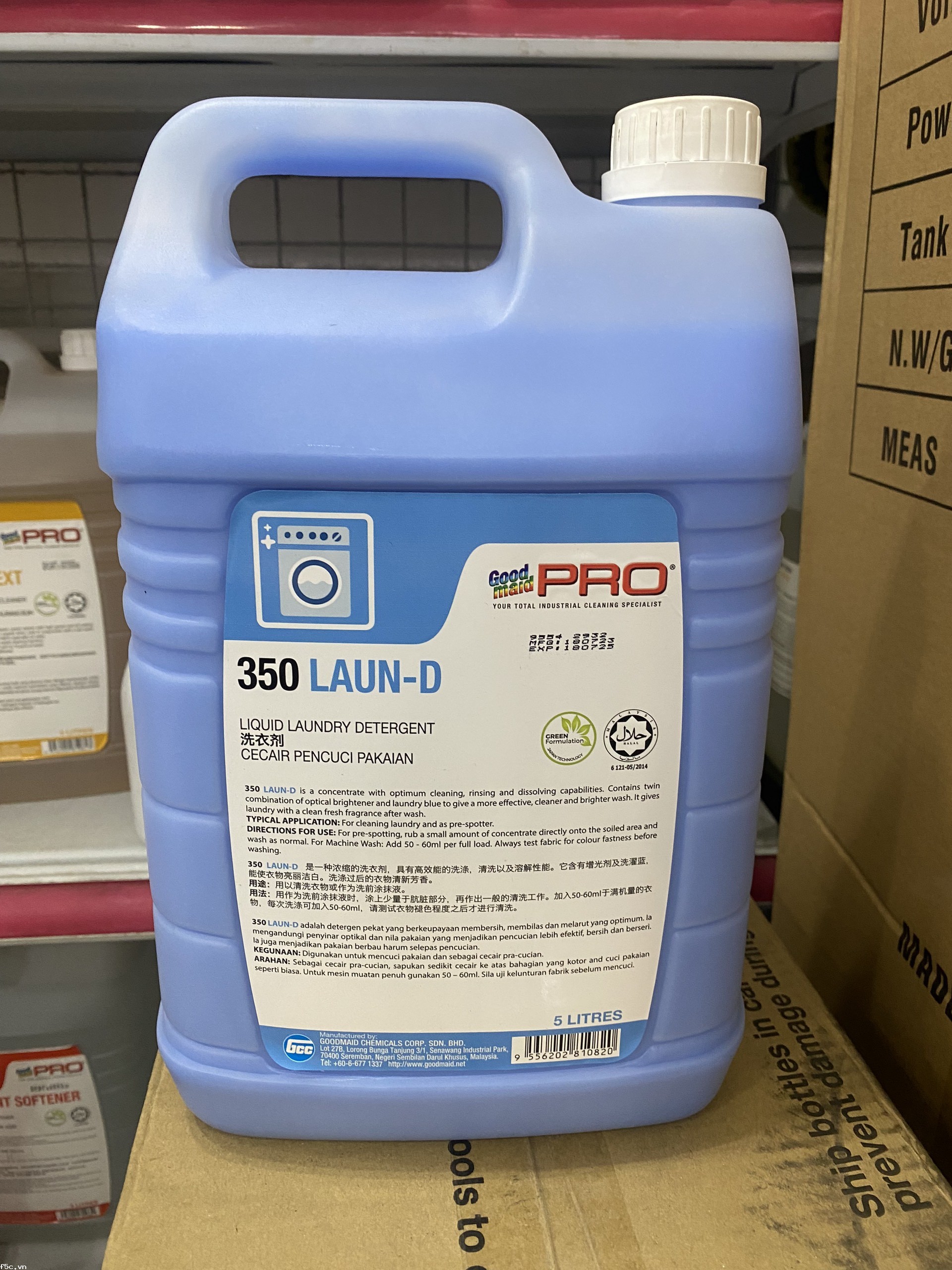NƯỚC GIẶT QUẦN ÁO CHUYÊN CHO MÁY GIẶT GOODMAID PRO G350 Made in Malaysia can 5L