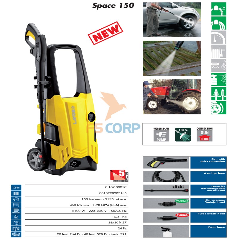 Máy phun áp lực rửa xe Lavor Space 150