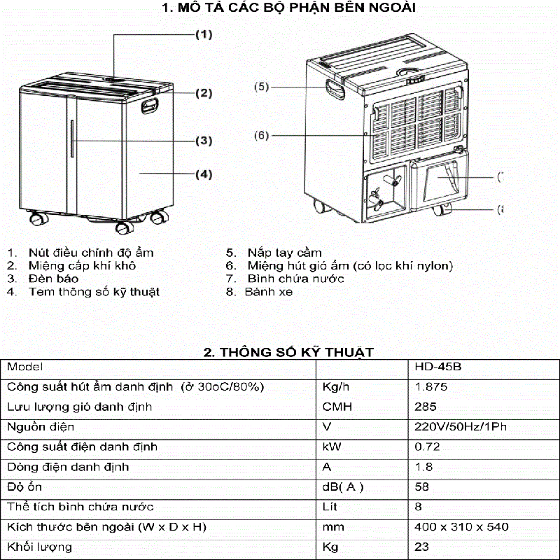 Máy hút ẩm công nghiệp Harison HD-45B