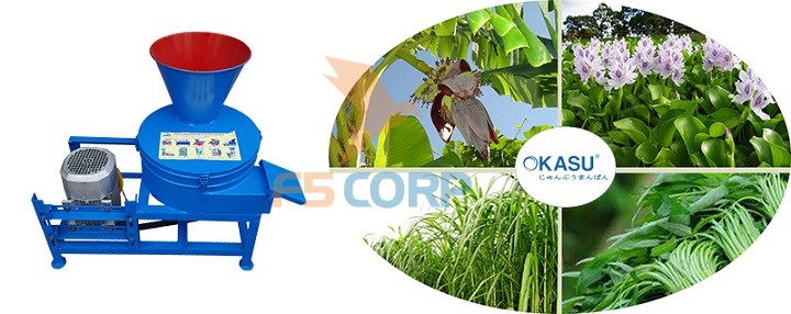Máy băm chuối Okasu cải tiến có 4 bánh xe