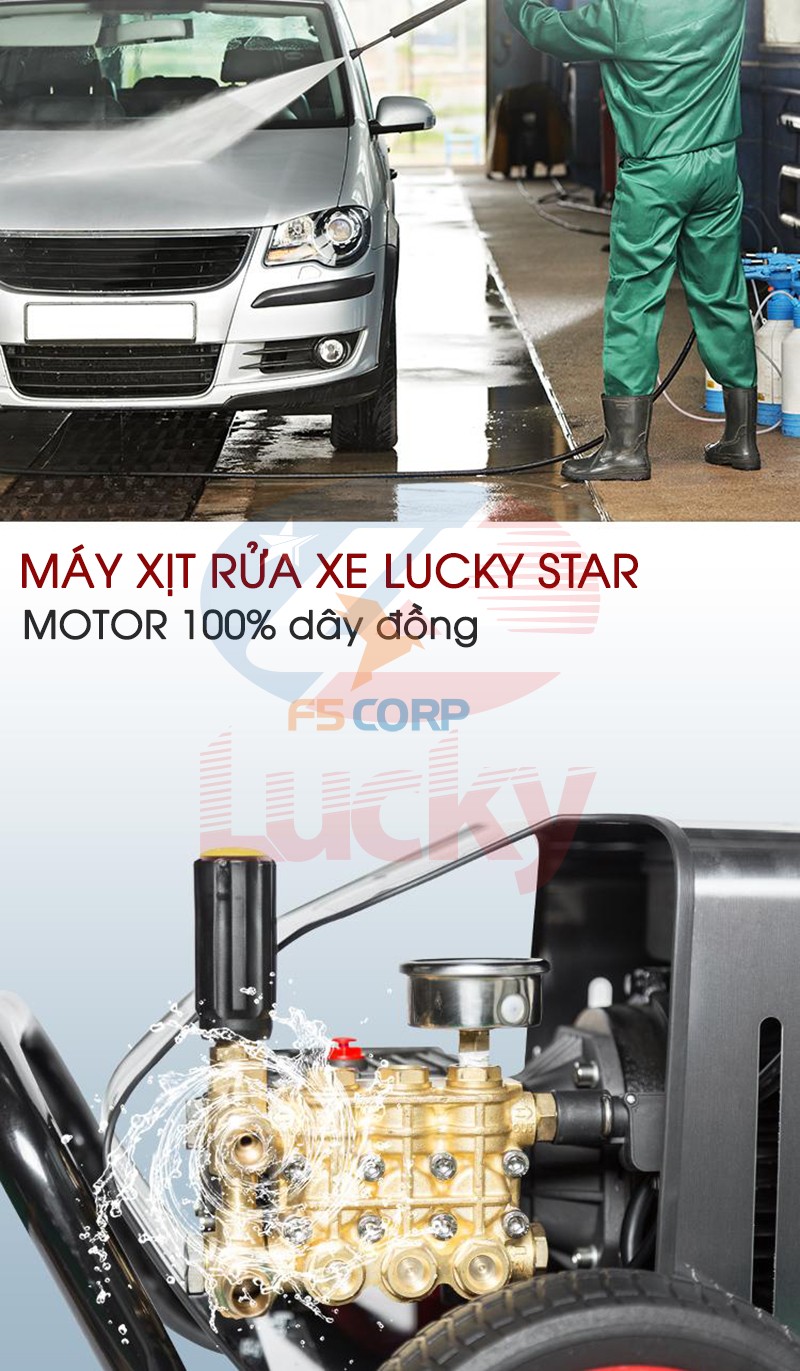 Máy phun áp lực rửa xe Lucky Star 2200PSI tự ngắt