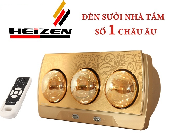 Đèn sưởi 3 bóng Heizen (bảo hành 10 năm có điều khiển từ xa) HE-3BR