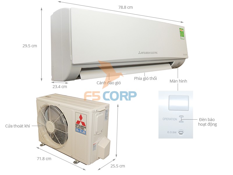 Điều hòa treo tường Mitsubishi 1 chiều MS-HL35VC