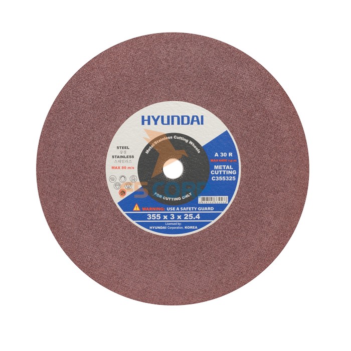 Đá cắt cho máy cắt sắt Hyundai - 355x3x25.4mm