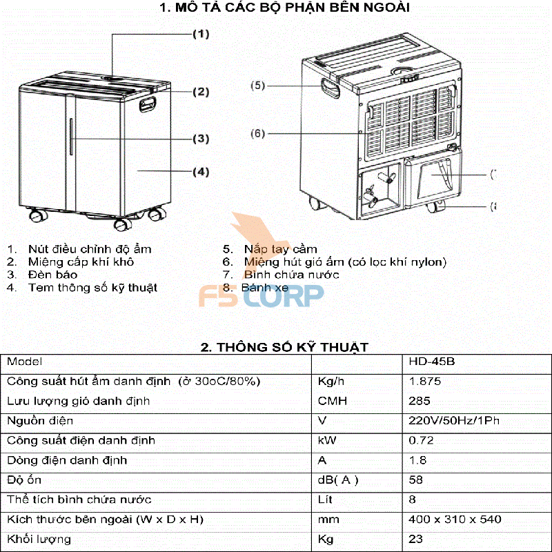 Máy hút ẩm công nghiệp Harison HD-45B