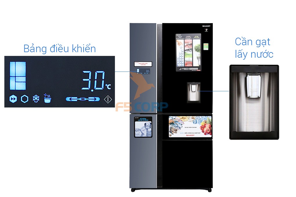 Tủ lạnh Sharp Inverter 665 lít SJ-F5X75VGW-BK