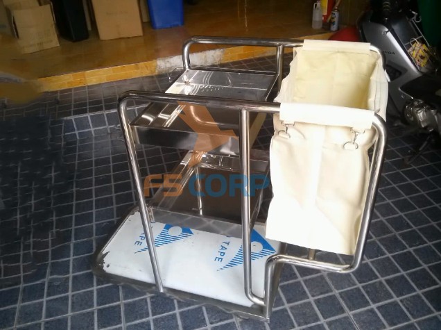 Xe làm vệ sinh phòng buồng inox 3 tầng F20