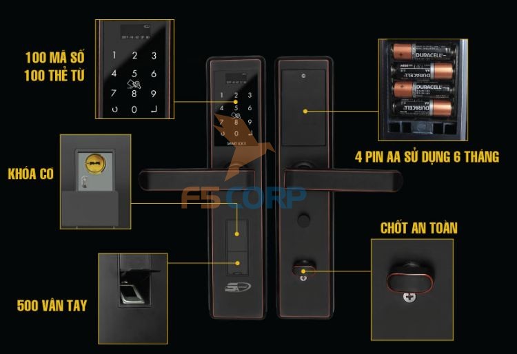 Khóa cửa vân tay cao cấp 5ASYSTEMS TS 6000