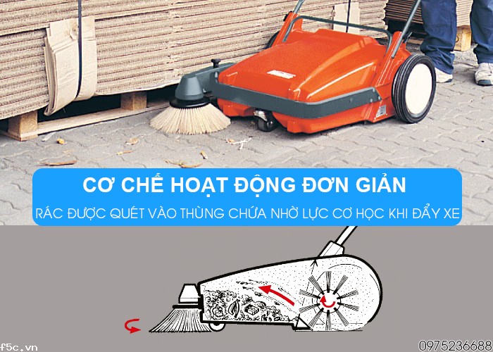 Xe quét rác đẩy tay Hako Sweepmaster M600
