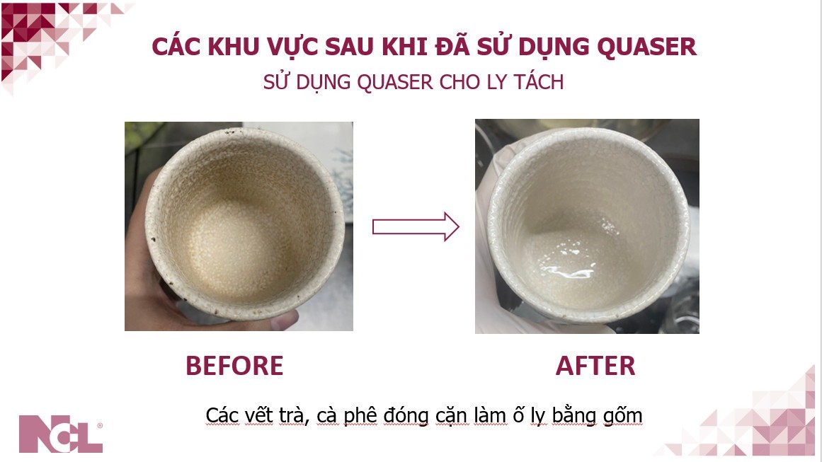 Hóa chất tẩy rửa 3 tác động ngâm chén dĩa sành sứ ố vàng Quaser-25KG ( CÓ BÁN LẺ) 
