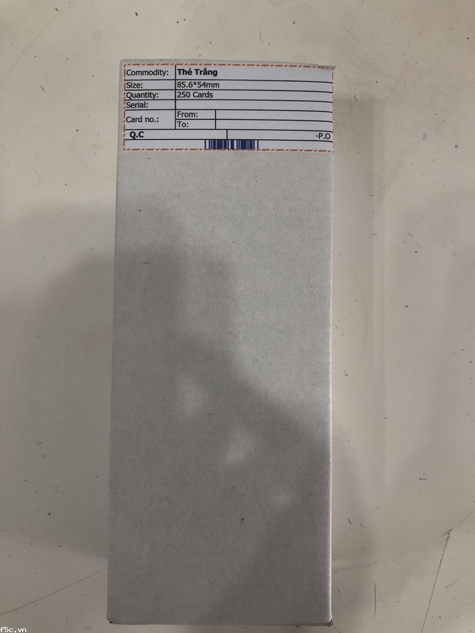 Phôi thẻ nhựa trắng PVC 85.6 x 56 x 0.76mm