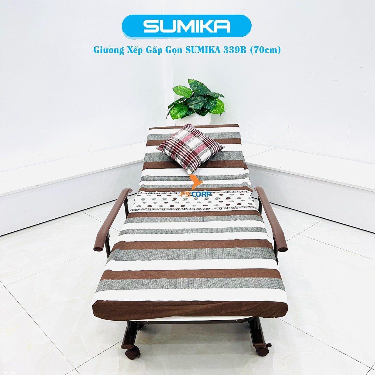 Giường nệm xếp gọn đa năng kiểu dáng Hàn Quốc SUMIKA 339B, rộng 70cm