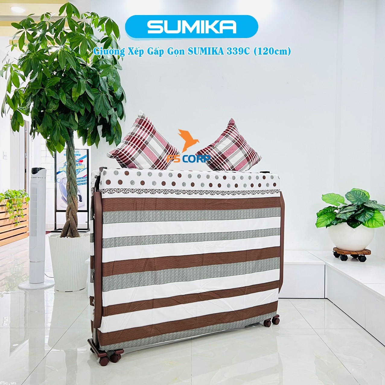 Giường nệm xếp gọn đa năng kiểu dáng Hàn Quốc SUMIKA 339C, rộng 120cm