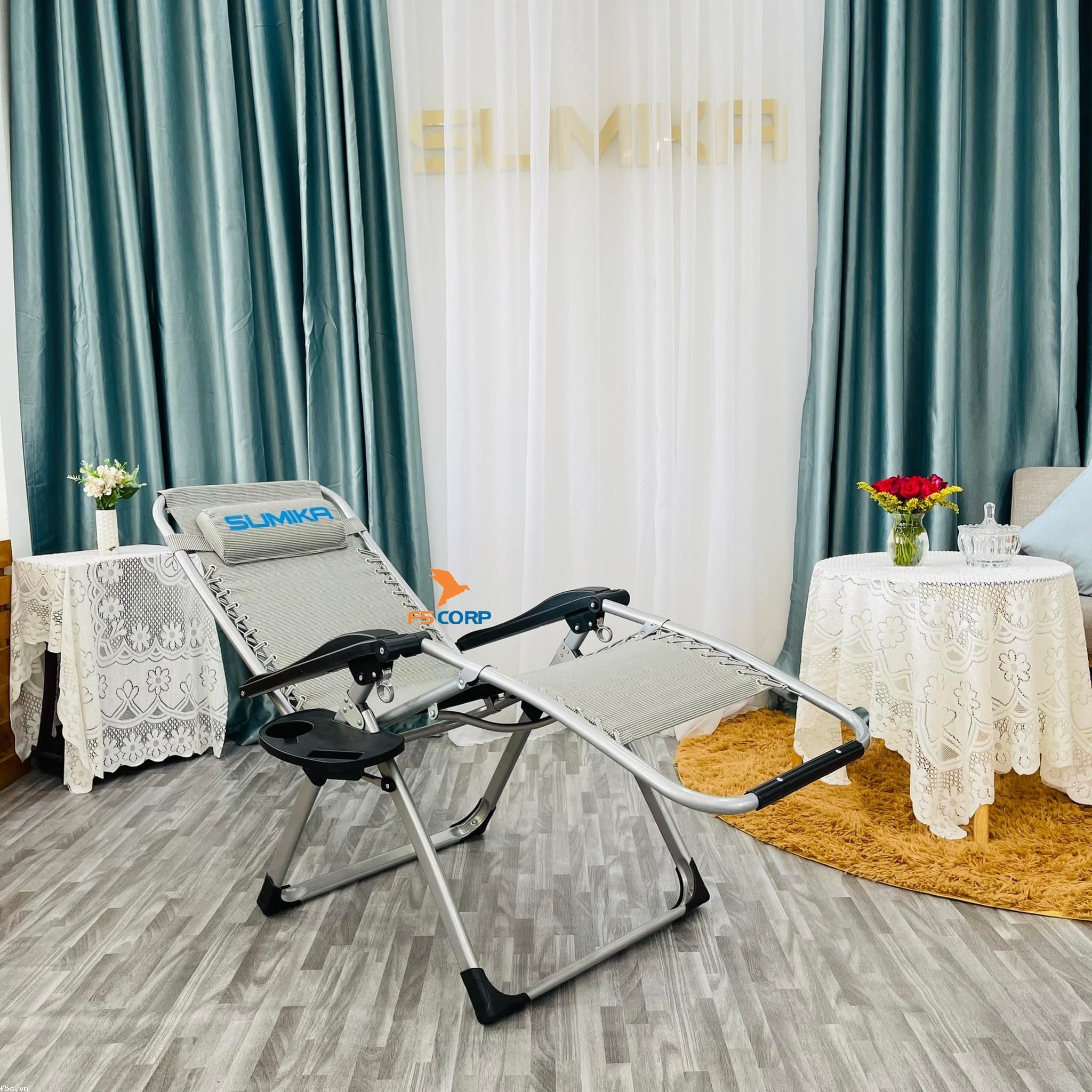 Ghế xếp thư giãn tiện lợi Sumika 179 Grey, tải trọng 300kg