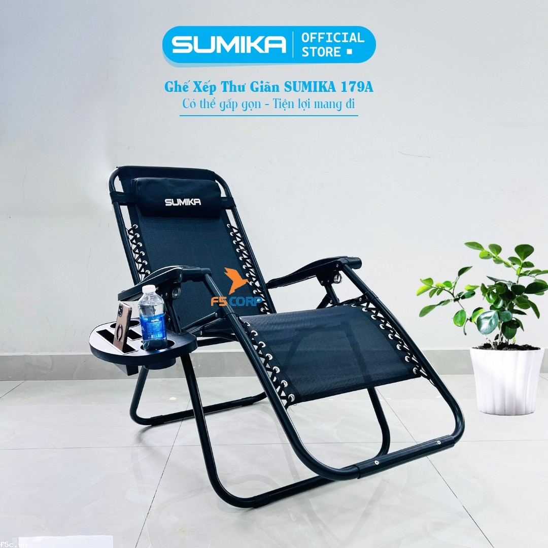 Ghế xếp thư giãn tiện lợi Sumika 179A, khóa kim loại, tải trọng 200kg