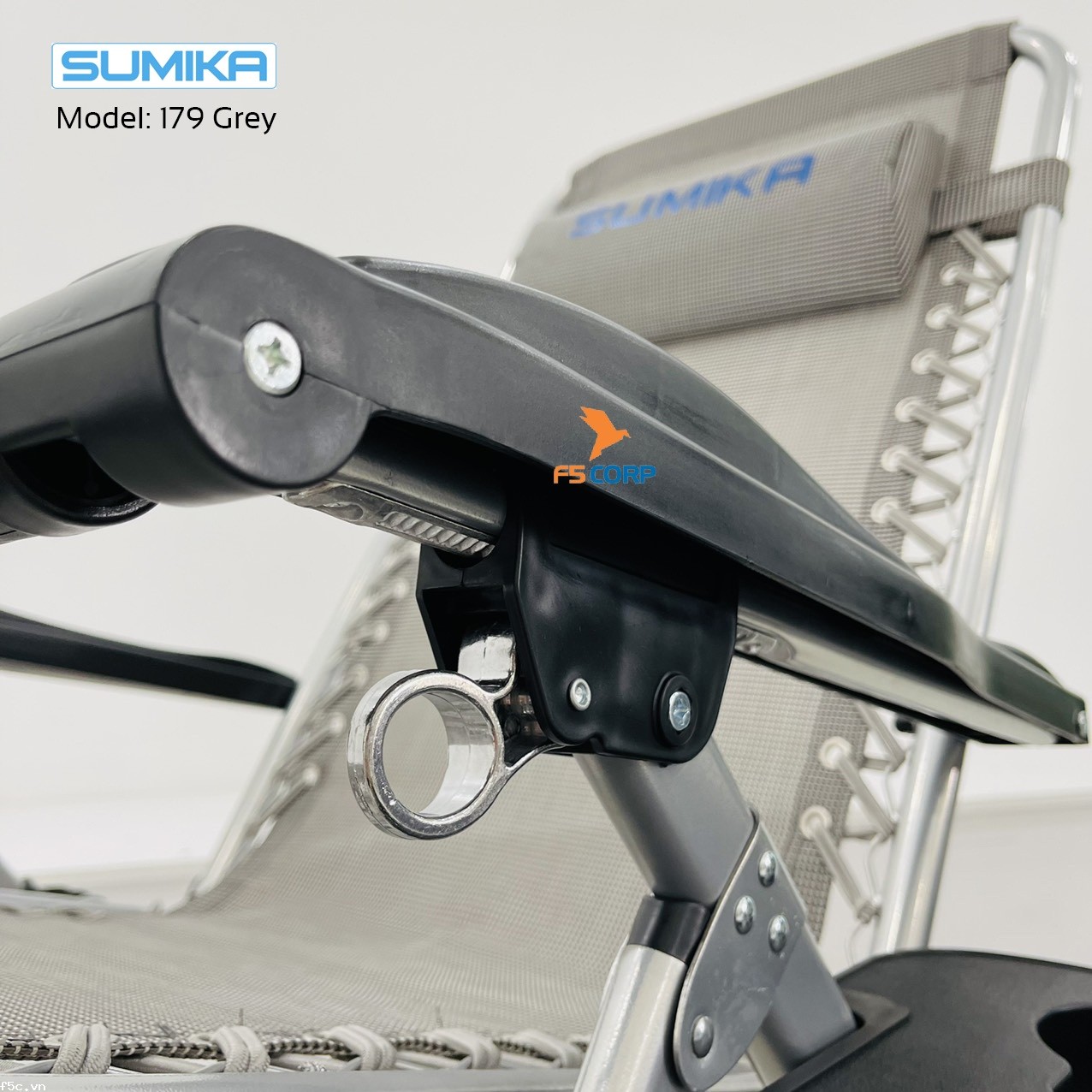 Ghế xếp thư giãn tiện lợi Sumika 179 Grey, tải trọng 300kg