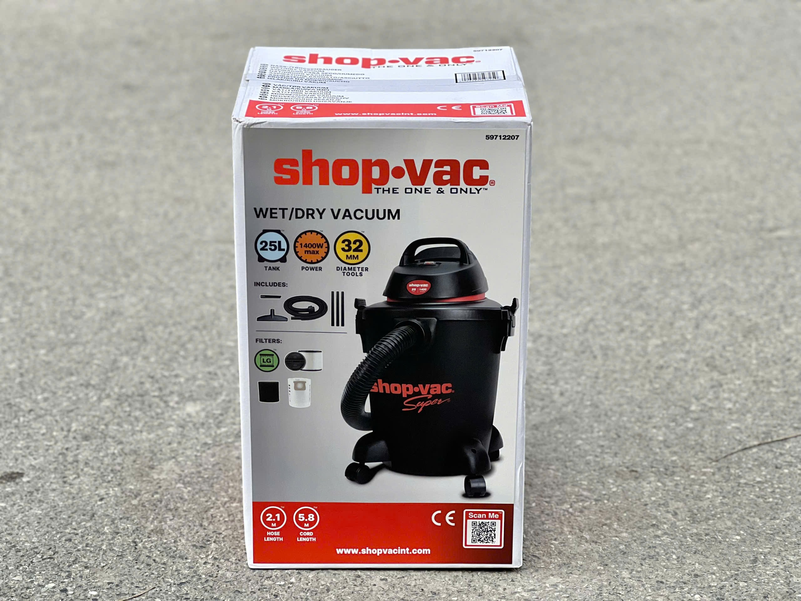 Máy hút bụi 3in1 khô/ướt/thổi ShopVac 59712207 - Dung tích 25L 1400W, nhựa cao cấp