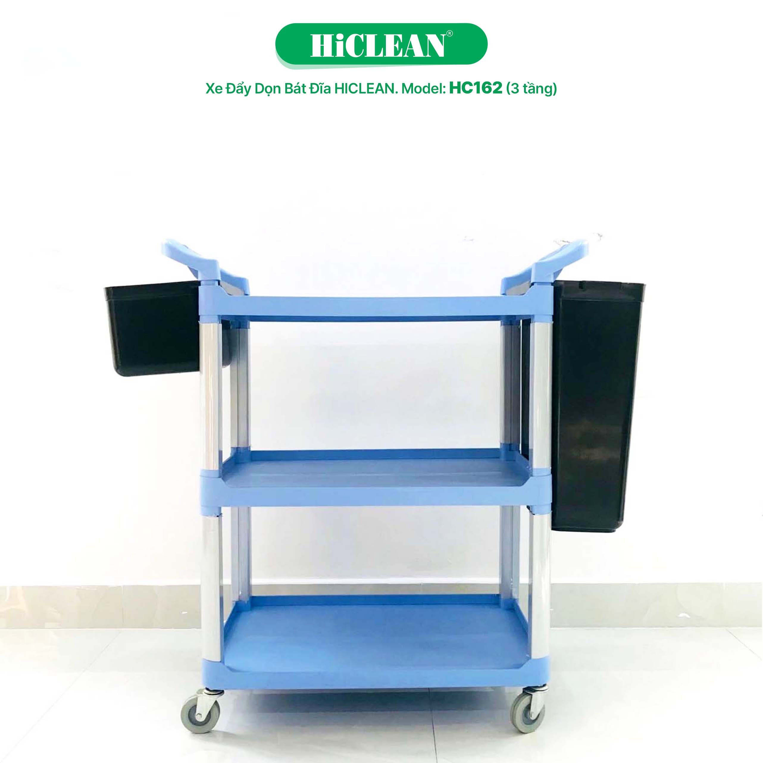 Xe Đẩy Vệ Sinh 3 Tầng HC162 (Có 2 Xô) 