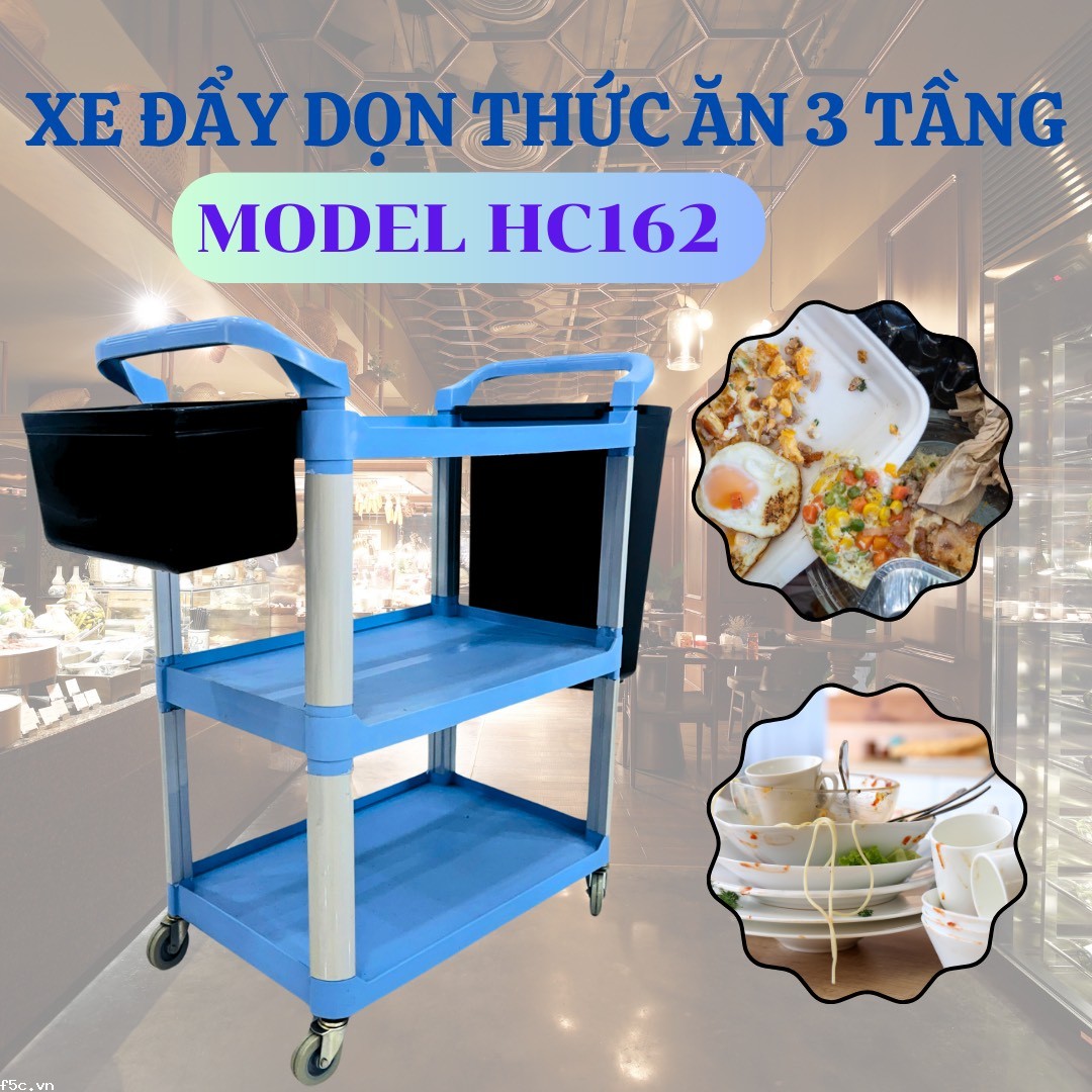 Xe Đẩy Vệ Sinh 3 Tầng HC162 (Có 2 Xô) 