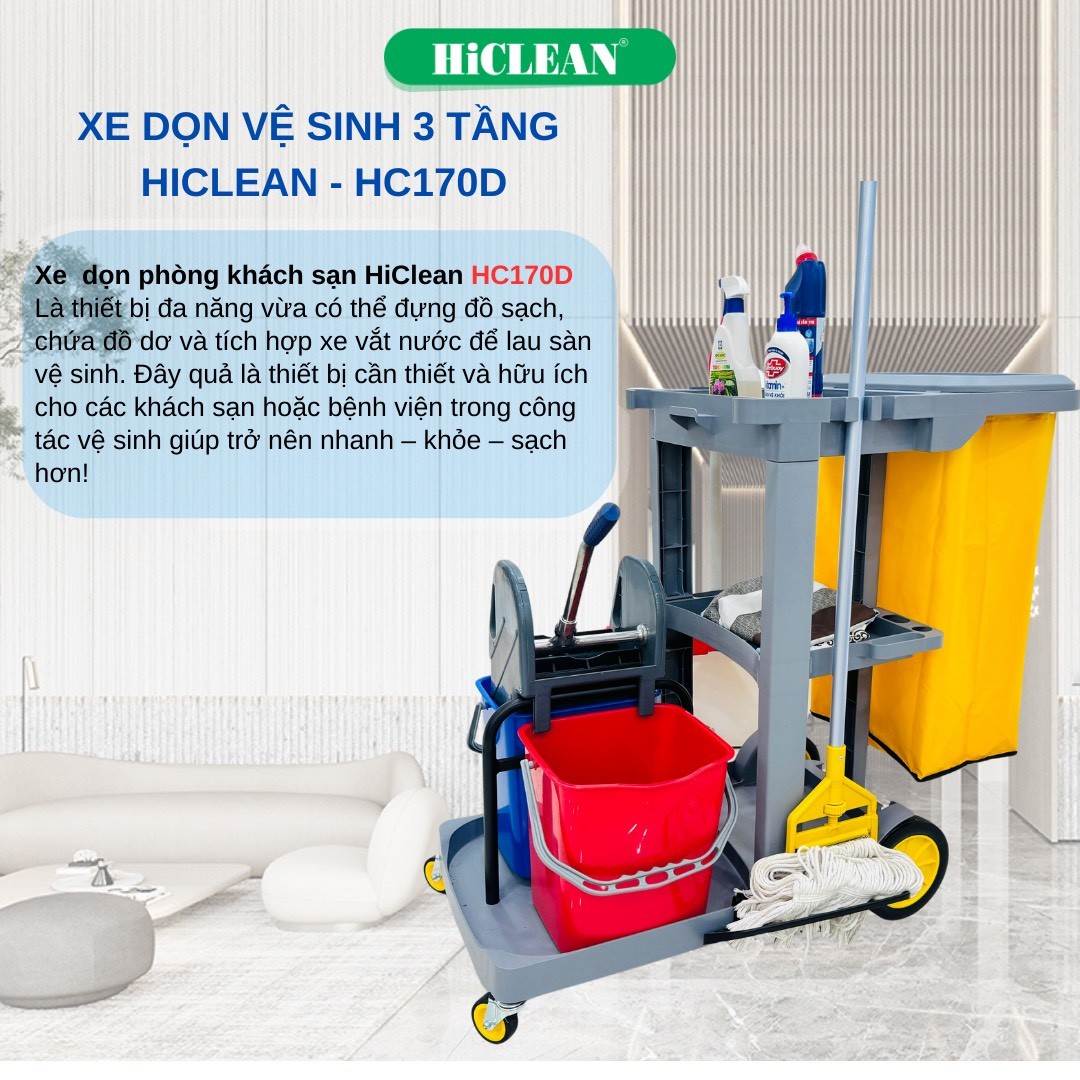 Xe Đẩy Dọn Phòng Hiclean HC170D 