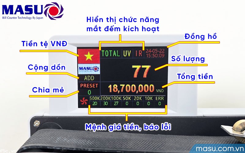 Máy đếm tiền MASU 999 Plus