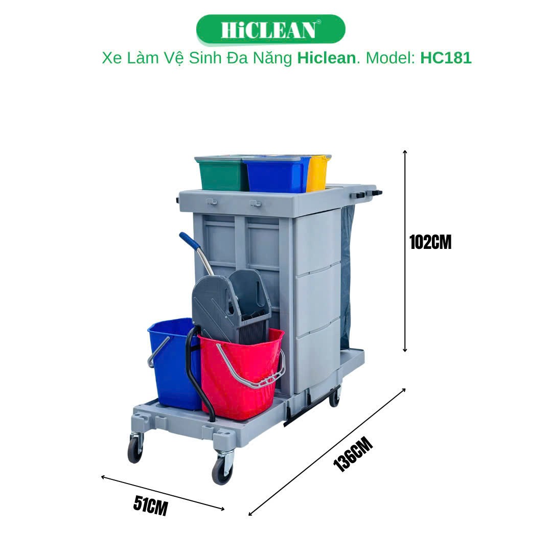 Xe đẩy dọn vệ sinh HiClean HC181