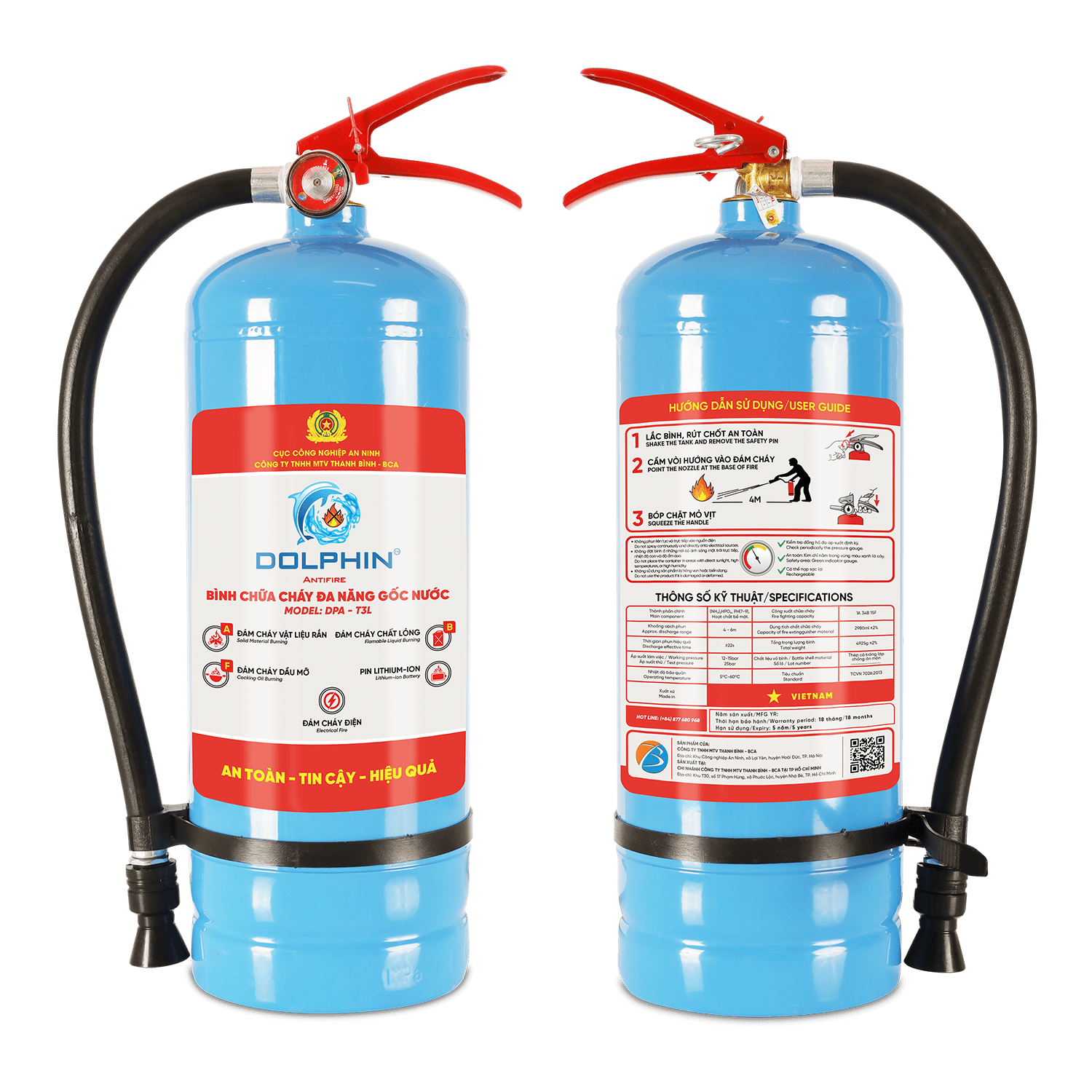 Bình chữa cháy đa năng gốc nước Dolphin DPA-T3L