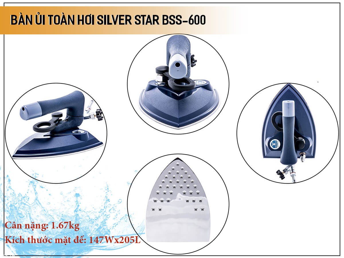 Bàn ủi toàn hơi BSS-600 Silver Star-cần gạt