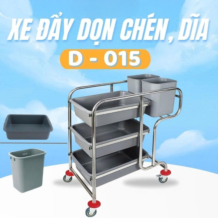 Xe đẩy phục vụ nhà hàng 3 tầng D-015