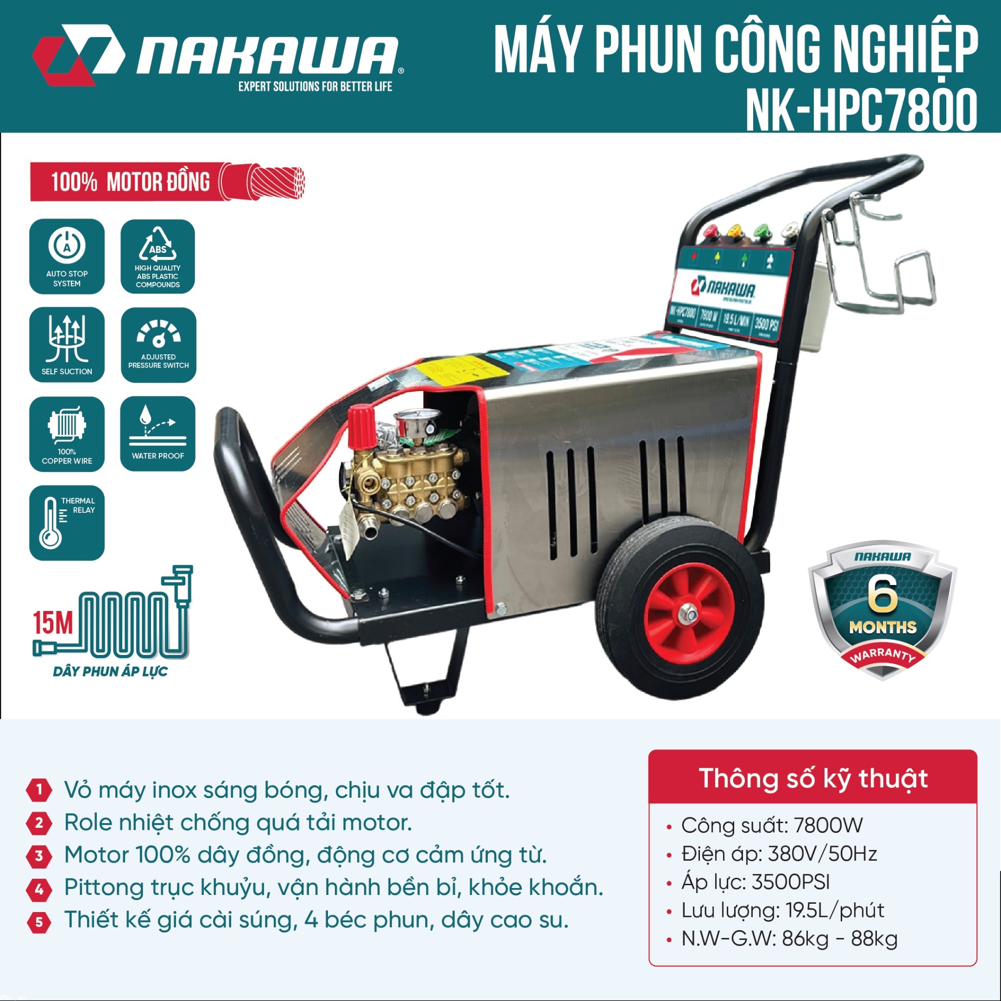 Máy phun áp lực cao công nghiệp Nakawa NK-HPC7800