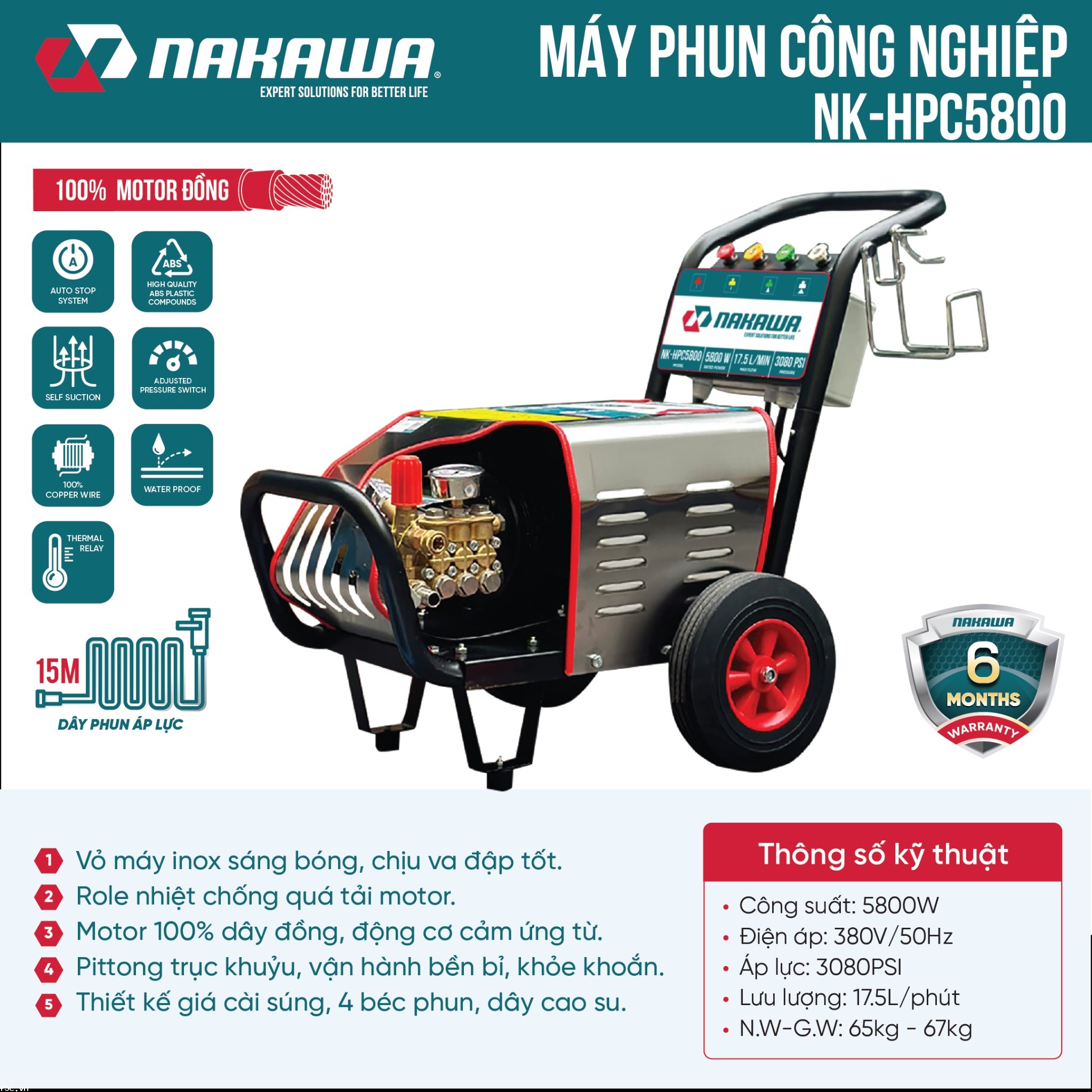 Máy phun áp lực cao công nghiệp Nakawa NK-HPC5800