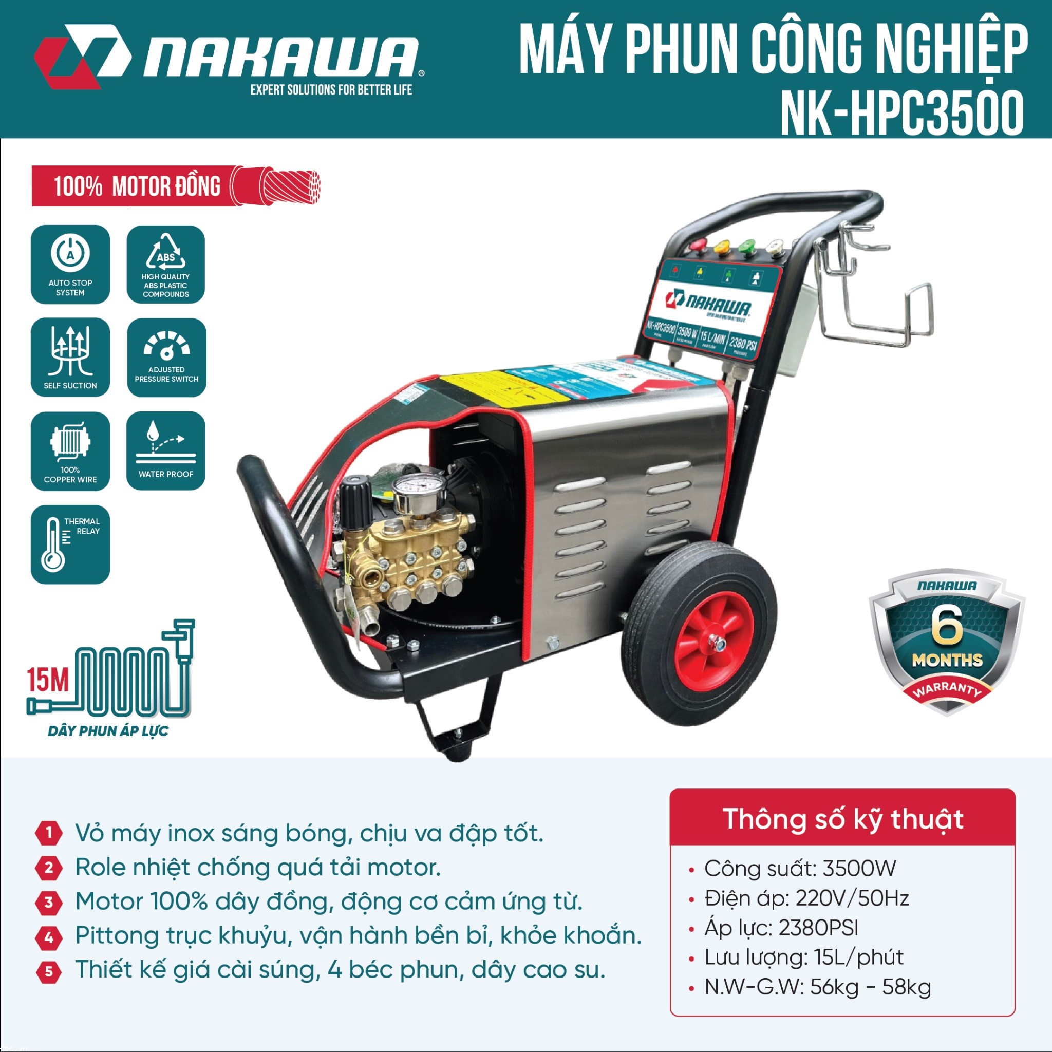 Máy phun áp lực cao công nghiệp Nakawa NK-HPC3500