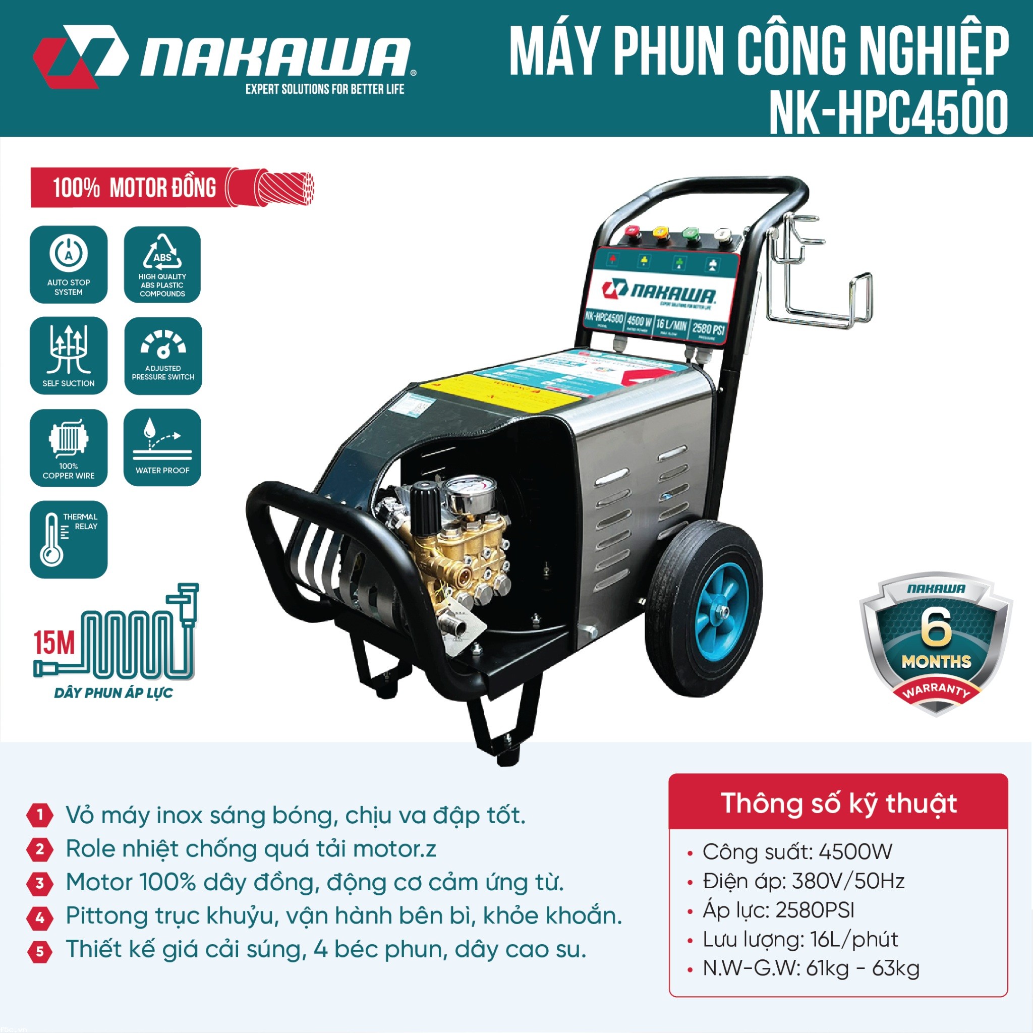 Máy phun áp lực cao công nghiệp Nakawa NK-HPC4500