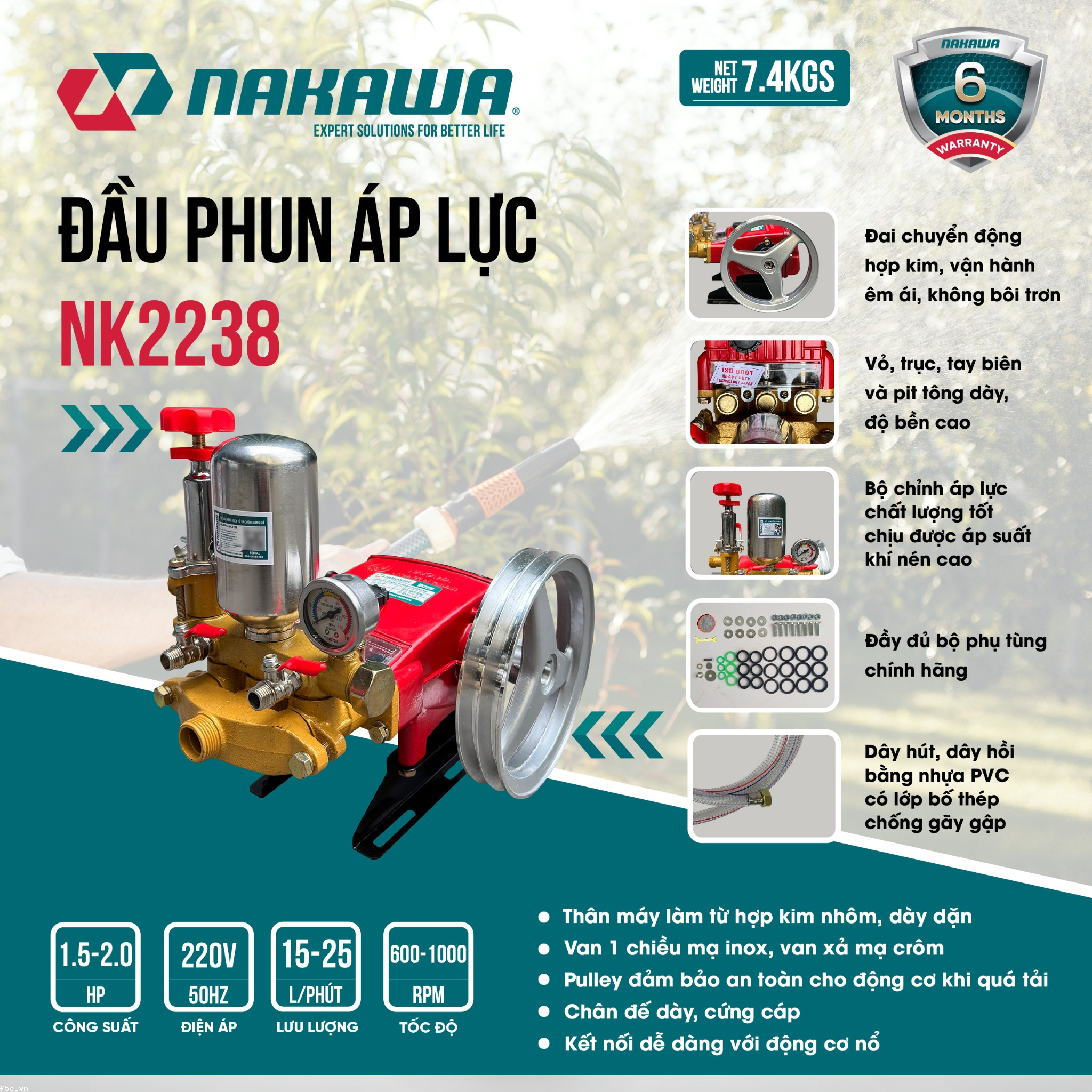 Đầu phun áp lực NAKAWA NK2238