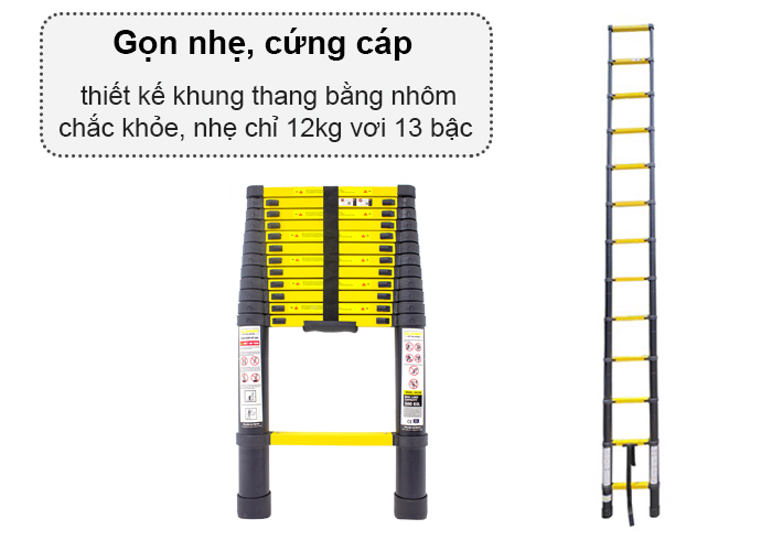 Thang nhôm rút gọn đơn, sơn tĩnh điện Sumika SKS 380